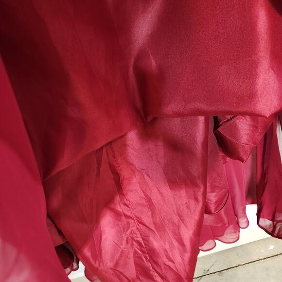 UNKNOWN Garnet Red High Low Corset Lace Sheer Prom Wedding Womens 22 FLAWED - Picture 11 of 12